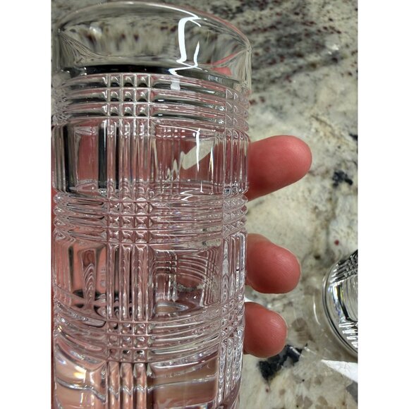 2 Ralph Lauren Glen Plaid Lead Crystal Signed Highball SHOT Glasses 4” bar ware - Picture 4 of 9